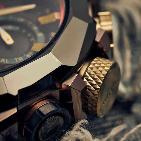 WATERPROOF SPORTS SOLAR POWERED SAPPHIRE CRYSTAL .MENS BROWNBLACK ANALOG MRG-B2000BS-3A)