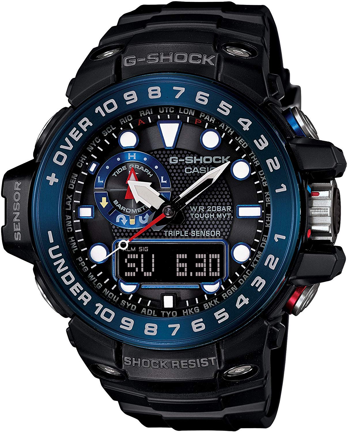 Sapphire Crystal Solar Powered Mens BlackBlue Analog GW-A1100FC-1A