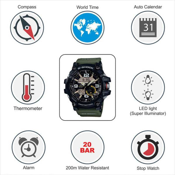 Analog-Digital Black Dial Men's Watch-GG-B100-1ADR (G972)